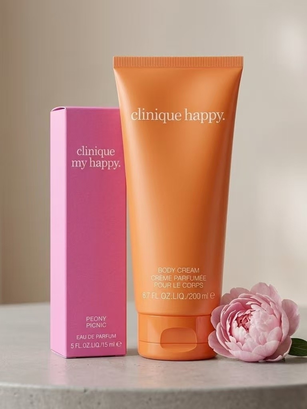 Clinique Happy Body Cream 200ml and My Happy Peony Picnic 15ml